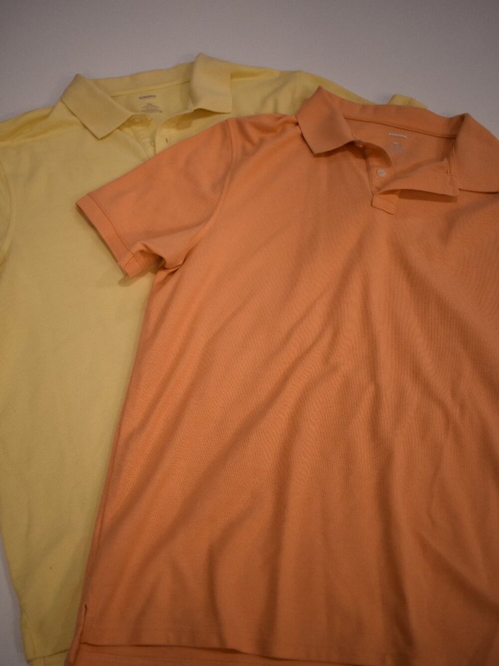 2 Pack Bundle Sonoma Goods For Life Men’s XL Polo Shirts Yellow & Orange Cotton